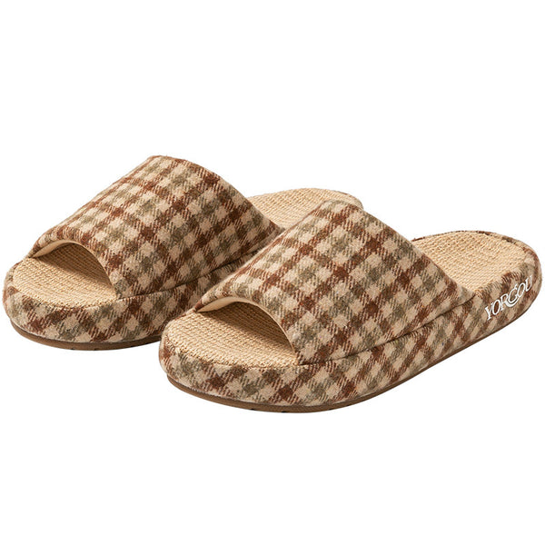 Cozy Plaid Linen Home Slippers
