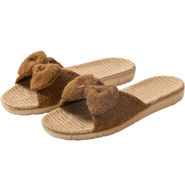 Women's Antimicrobial Linen Slippers - Breathable Non-Slip House Shoes, Sweat-Wicking & Odor-Resistant for Indoor/Outdoor | MJUT