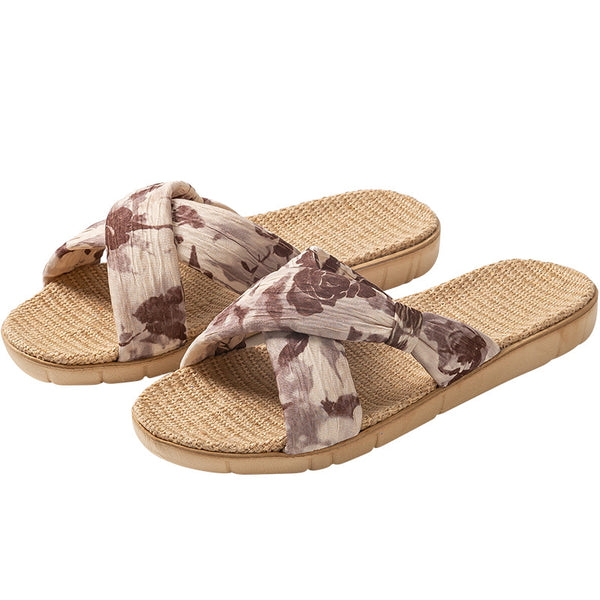 Women's Linen Slippers with Non-Slip & Antibacterial Features, specifically designed for hardwood floors.