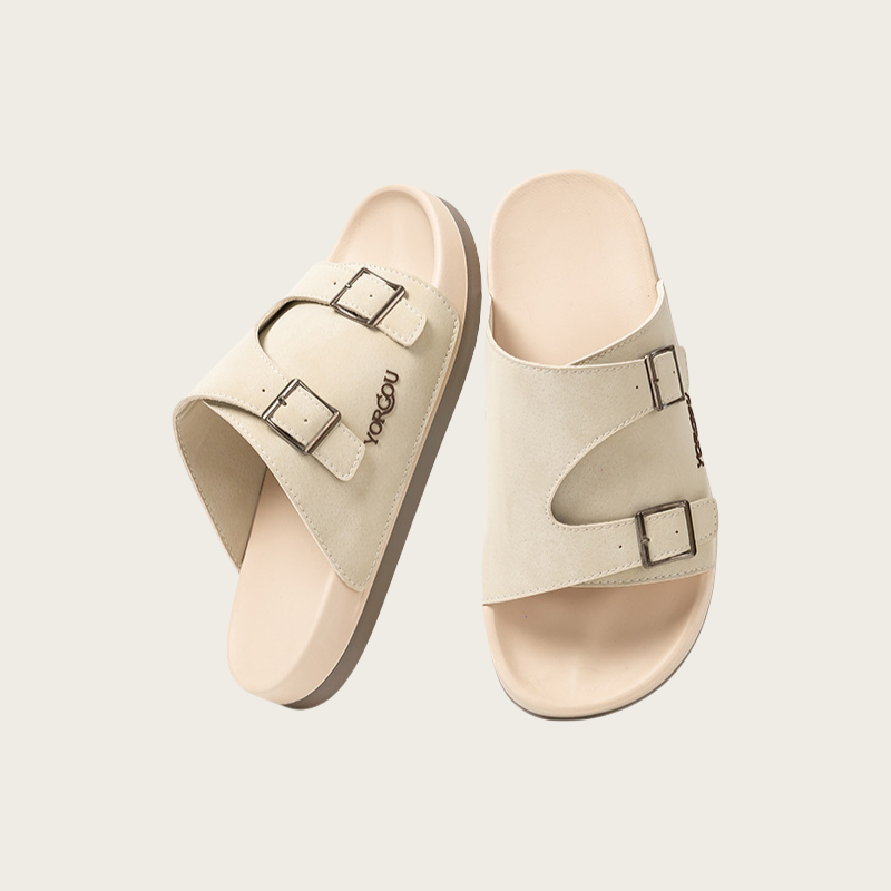 White Vintage BIRKENSTOCK-Style Slippers