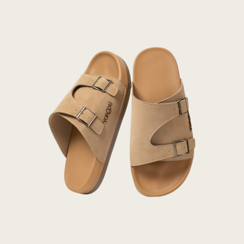 Khaki Vintage BIRKENSTOCK-Style Slippers